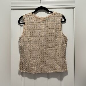 Banana Republic Beaded Sleeveless 100% Silk Top - Size 10 - NWT